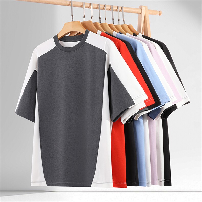 1303B-1-CH007新款重磅聚酯纤维速干落肩拼接短袖#原创，男装T恤，星座1303B-1