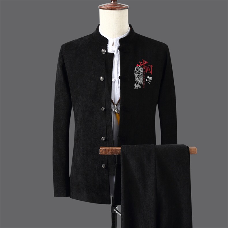 秋冬季风中山装秋装27套装男士唐装两件套A334-TZ707-P105，男装民族服装，电商B339(原A334）