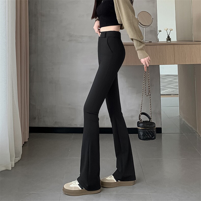 黑色喇叭裤秋冬新款小个子修身显瘦休闲高腰垂感西装微喇裤,女装休闲裤,云美莎专业女裤-全店现货