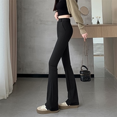 黑色喇叭裤秋冬新款小个子修身显瘦休闲高腰垂感西装微喇裤，女装休闲裤，云美莎专业女裤-全店现货