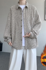加绒衬衫男冬季新款港风宽松大码加厚小香风长袖衬衣JR70-P49，男装衬衫，星座214-3