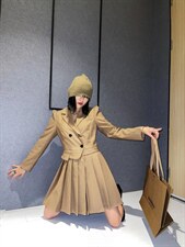 风衣连衣裙，女装风衣，精典蓝月