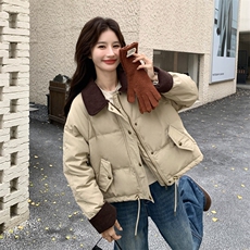 xian货灯芯绒撞色拼接50羽绒服2C090-9024-P235-K358，女装羽绒服，2C090