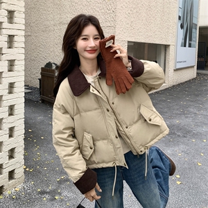 xian货 灯芯绒撞色拼接50羽绒服2C090-9024-P235-K358图片