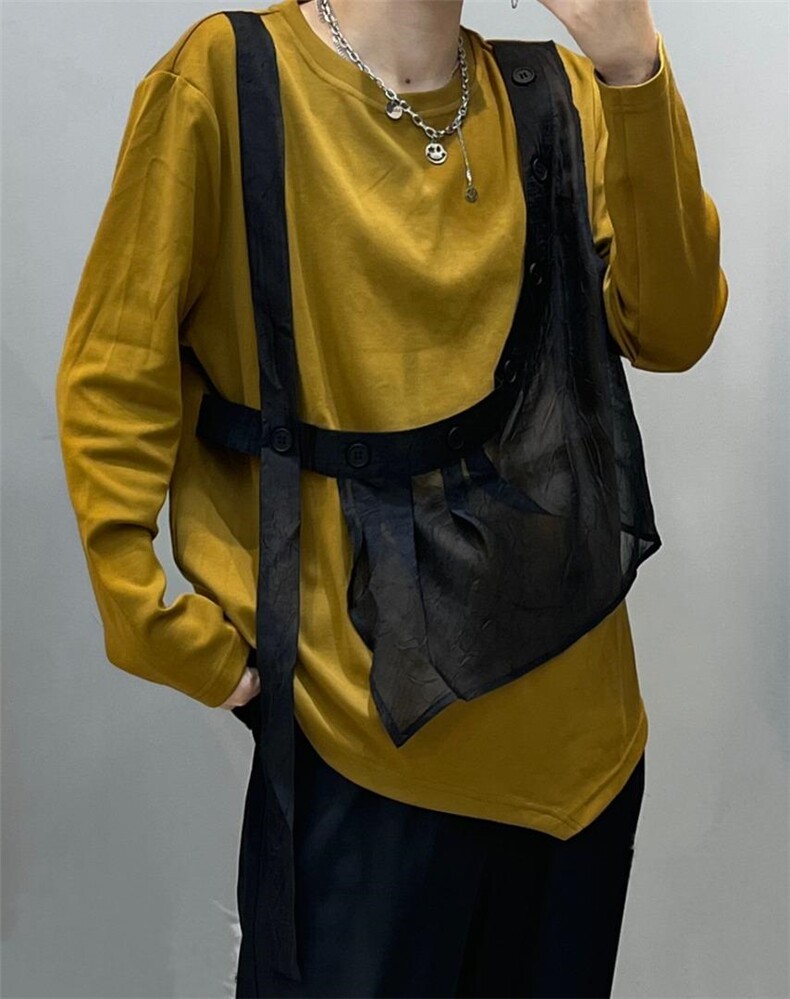 【现货]】秋季新款韩版休闲风针织假二件卫衣，女装卫衣/绒衫，那简