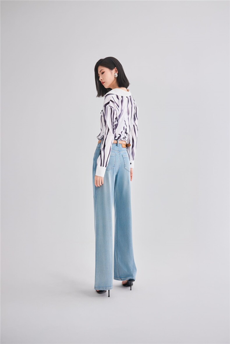 冰感直筒四面弹棉质软牛仔裤，女装牛仔裤，东正羊绒