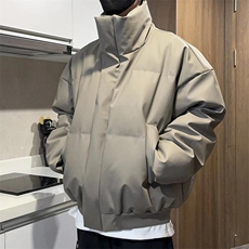 网图PU棉衣加厚保暖宽松立领外套休闲潮流棉服310A-MY008-P70，男装棉衣，四季星座310A