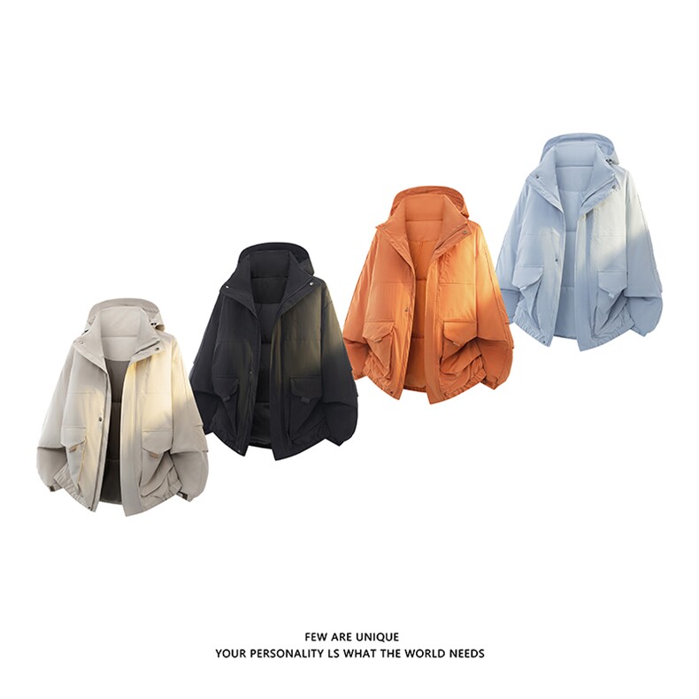 白底美式机能工装棉服男女冬季加棉加厚休闲连帽外套-A2356P95,男装棉衣,电商B241