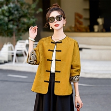 新中式气质时尚盘扣宽松显瘦外套2026春新款复古提花唐装上衣，女装短外套，艾仟回(原伊仟回)