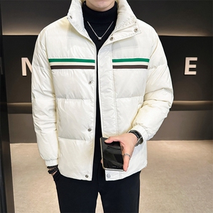 新标90绒冬季羽绒服男短款保暖条纹立领外套 A313-28087-P210图片
