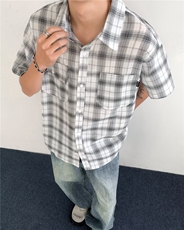 复古衬衫男夏装港风学生宽松小众设计感趣味新款男装上衣外穿，男装衬衫，四季星座505