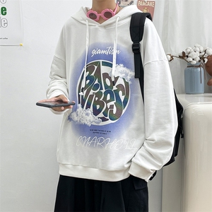 2023秋季新品港风青少年时尚印花休闲套头连帽卫衣男士W409-P30
