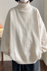 秋冬休闲纯色百搭毛衣男士美式oversize套头高领针织衫MY102-P40，男装针织衫/毛衣，电商A001-1
