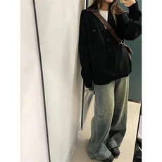 不规则V领毛衣开衫男女秋冬设计感针织衫宽松休闲外套MB14，男装针织衫/毛衣，星座1116A（原606A-3）
