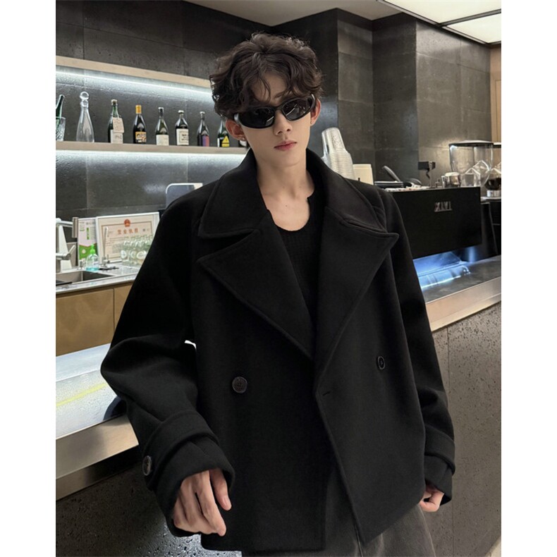 加棉加厚毛呢大衣宽松显瘦外套潮504-F31-P85控128(加棉P95控138),男装毛呢大衣,星座504