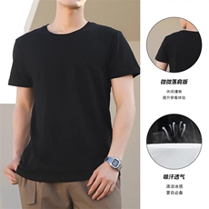 2024夏季新款纯色丝光棉男士短袖t恤夏季男短袖d500--P30，男装T恤，星座102C-1(原星座100)