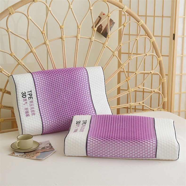 2023新款TPE无压枕3D养椎枕辅助睡眠护颈椎枕芯男女天然乳胶枕头，枕套/枕芯，一起卖家纺