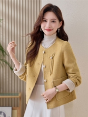 双面羊绒大衣女小个子2025年新款高级感短款秋冬季韩系羊毛呢外套，女装毛呢外套，韩宇舍