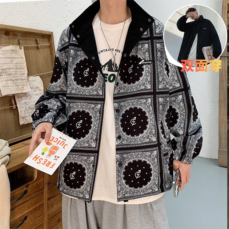 男春季休闲夹克新款潮牌宽松双面穿上衣外套CYJK2120-P75,男装夹克,电商A128