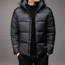冬季羽绒服男青年短款加厚保暖时尚潮流简约白鸭绒连帽外套潮服，男装羽绒服，钱塘6003（原4033）