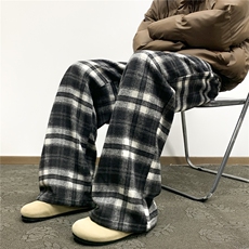 秋冬款复古随意调调慵懒格子裤子裤宽松休闲阔腿裤男女D517/P45，男装休闲裤，星座206（原A221）