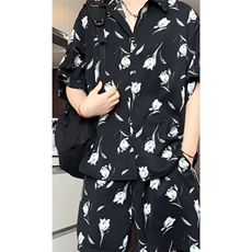 短袖衬衫男+短裤男潮流休闲套装男M-5XL大码TZ78712P50控98模特图，男装牛仔裤，星座226-1