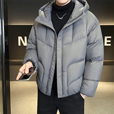 新标90绒冬季男士连帽泡芙云朵羽绒服宽松保暖外套2722-P335，男装羽绒服，电商B338