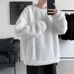 纯色羊羔绒卫衣男冬季潮牌ins宽松休闲慵懒风套头外套WY250-P30