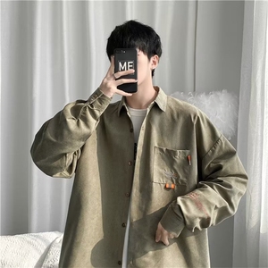 A939P35青年港风男生秋装长袖衬衫时尚个性休闲男装图片