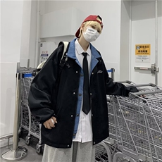 春秋假两件外套男宽松港风高街潮牌美式拼接冲锋休闲夹克LS05P55，男装夹克，星座1013-5