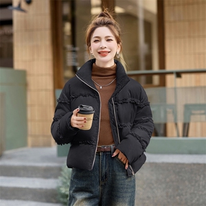 短款羽绒服女2024冬季新款小个子独特减龄漂亮洋气红色立领面包服图片