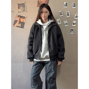 现货秋冬季美拉德立领飞行立领夹克boxy棉衣美式高街加厚加棉外套图片