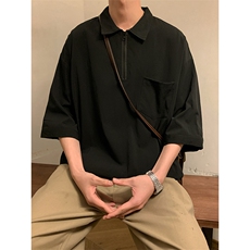C6025/P35港风纯色弹力短袖T恤男大码宽松t恤上衣控58，男装衬衫，电商A141