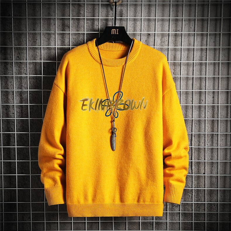 1日系圆领宽松中性情侣潮流大码M-5XL印花毛衣男7988P48加绒P55，男装针织衫/毛衣，星座226-2