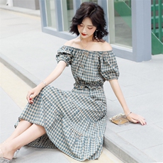 2021夏季时尚潮流套装格子半身裙+短袖两件套，女装套装/套裙，悠米