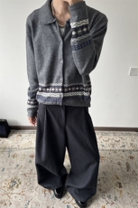 美式复古费尔岛提花毛衣男款秋冬季慵懒高级感针织衫cleanfit外套，男装针织衫/毛衣，星座908-1