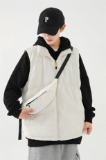 冬季灯芯绒棉马甲男复古加厚立领棉服情侣外套配挎包8516-P70，男装棉衣，电商B306