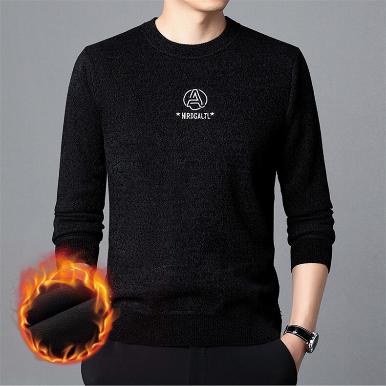 大码秋冬季男士新款时尚加绒加厚天鹅绒套头韩版百搭套头衫 P39图片