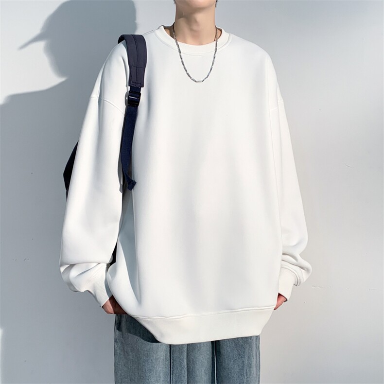 抖音得物高品质二开支持退换25秋冬全棉宽松圆领纯色卫衣HM07，男装卫衣，电商A486