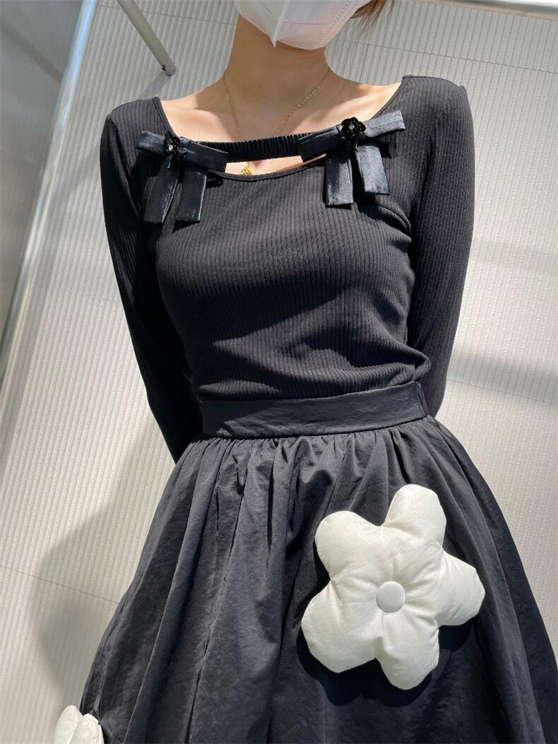 蝴蝶结打底小衫+花朵半裙，女装半身裙，LOVELS