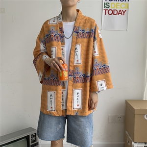 夏装大码风港风外套半袖开衫薄款道袍披风汉服中性风 F12/P40图片