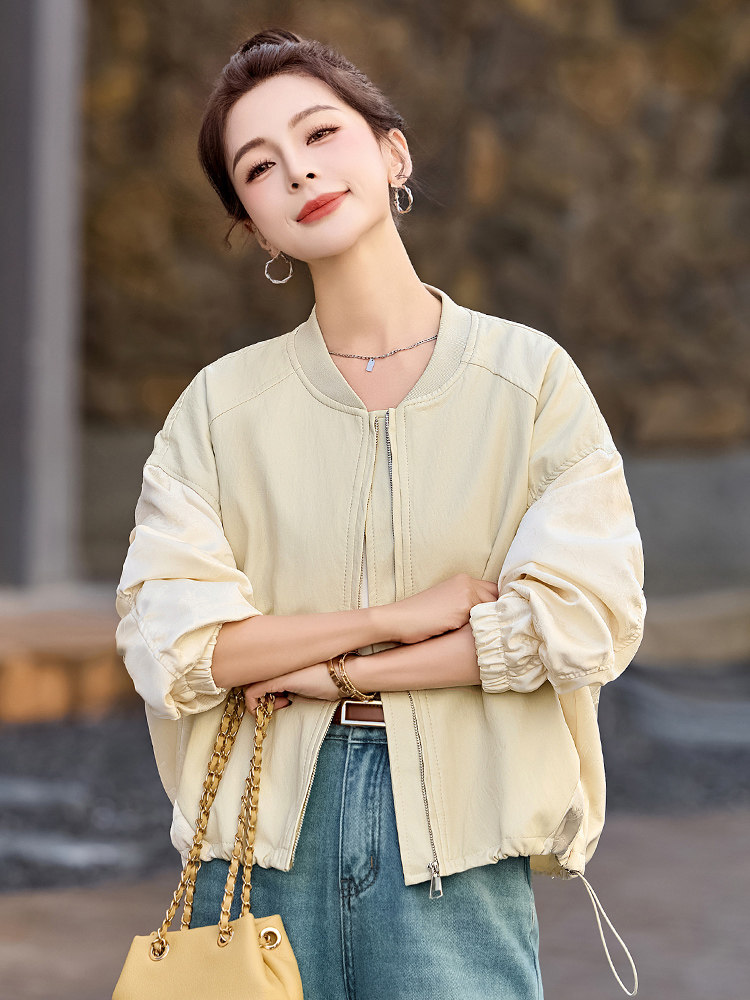新中式超火皮衣外套女2025春季新款宽松大码机车服夹克现货！现货,女装皮衣,一安秀