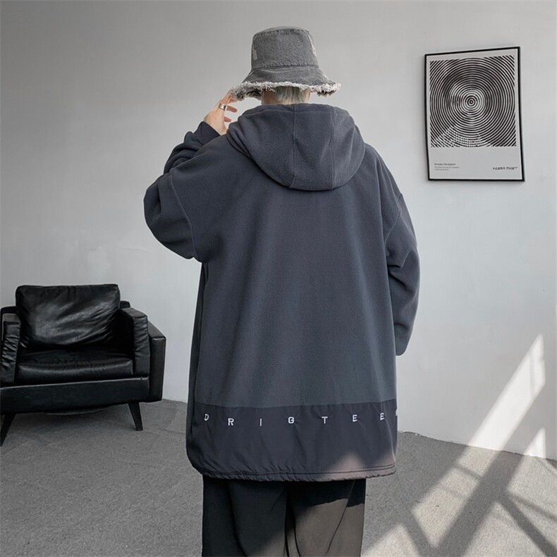 8XL-M大码摇粒绒卫衣套头连帽半拉链宽松美式复古外套WY9103/P68,女装短外套,电商B238