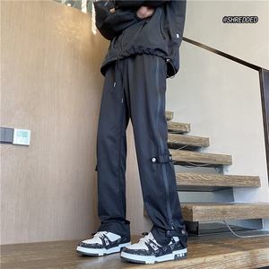 美式高街潮流拉链微喇休闲裤宽松百搭冲锋裤B315-K23377-P45控58图片