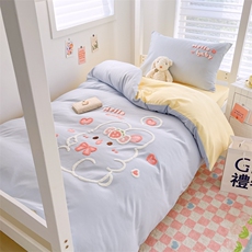 新款亲肤面料毛巾绣四件套-线条系列（学生床），床品套件，一起卖家纺