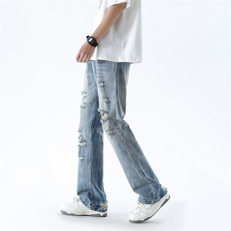 B221美式ins高街暗黑小众夏季重工艺破洞牛仔裤LK24178-P65控88,男装牛仔裤,电商B221