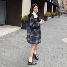 2024年冬季新款格子毛呢外套女0136，女装毛呢外套，浙宝069