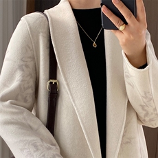 2025年秋季新款提花针织羊毛大衣外套时尚休闲通勤百搭，女装双面呢大衣，诗洋大衣