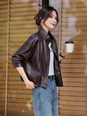 【大量现货】秋季女装新款时尚立领小个子高级感短款皮衣外套，女装皮衣，魅衣本色