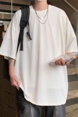T155/P28凉感短袖垂感冰丝t恤男款夏季薄款宽松大码半袖上衣，男装T恤，电商基地A050